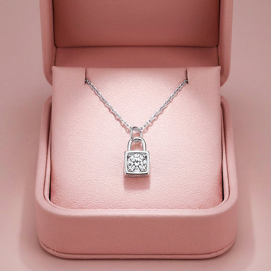 Square Locket Moissanite Solitaire Pendant Necklace | PRM2005