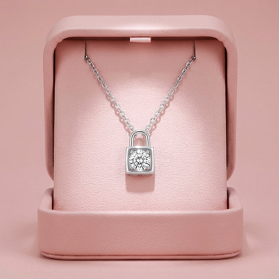 Square Locket Moissanite Solitaire Pendant Necklace | PRM2005