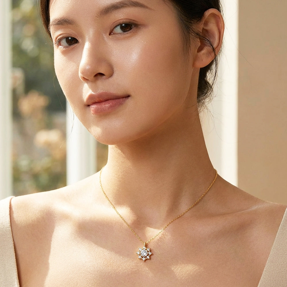 Sunburst Halo Moissanite Pendant Necklace | PRM2006