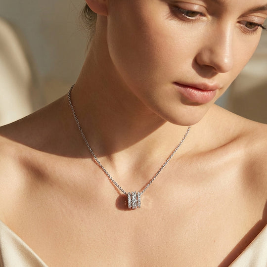 Triple-Row Pavé Cylinder Pendant Necklace | PRM2013