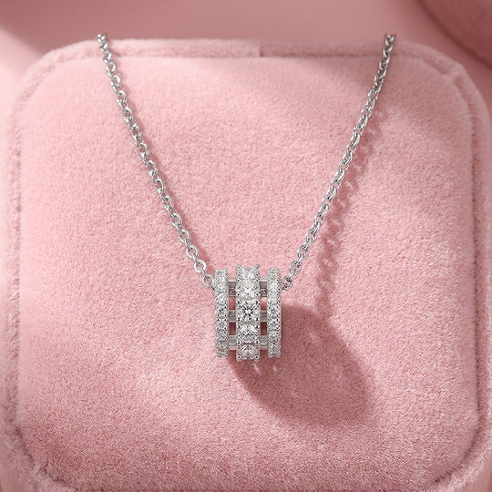 Triple-Row Pavé Cylinder Pendant Necklace | PRM2013