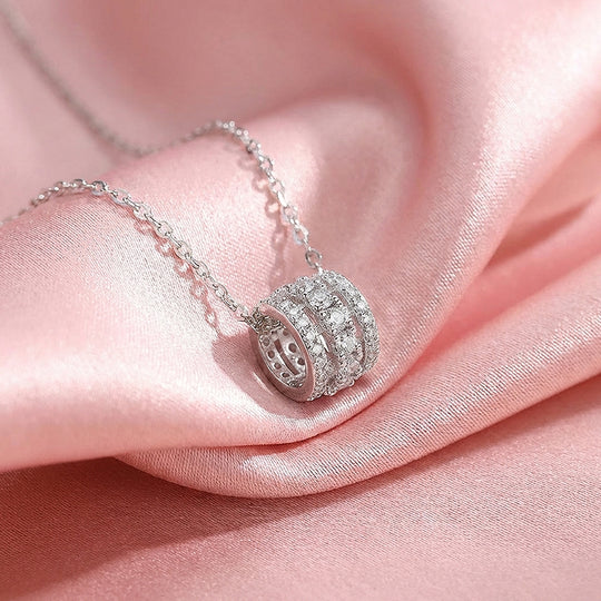 Triple-Row Pavé Cylinder Pendant Necklace | PRM2013