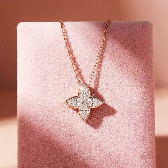 Four-Leaf Floral Moissanite Pendant Necklace | PRM2015