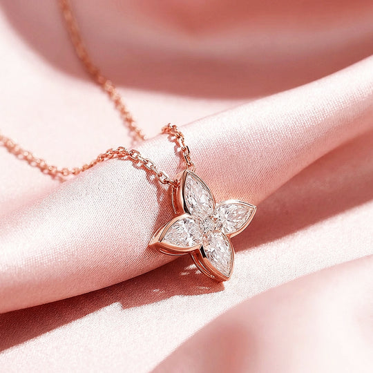 Four-Leaf Floral Moissanite Pendant Necklace | PRM2015