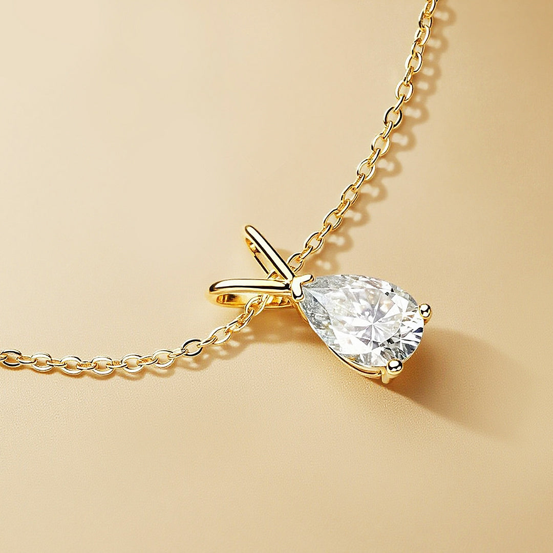 Pear Cut Solitaire Necklace | 1.00ct | Moissanite | 925 Sterling Silver | Prm2017 - Ring | Singapore Jewellery, Wedding Rings &amp; Gifts | Same Day Delivery | Tiara.com.sg