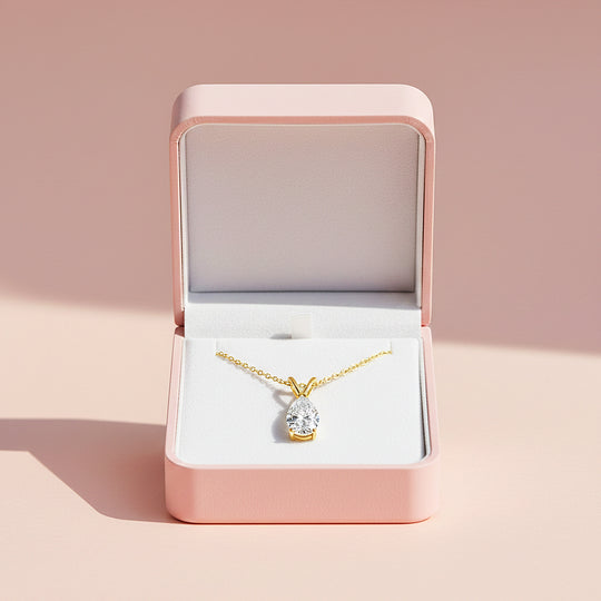 Pear Cut Solitaire Necklace | 1.00ct | Moissanite | 925 Sterling Silver | Prm2017 - Ring | Singapore Jewellery, Wedding Rings &amp; Gifts | Same Day Delivery | Tiara.com.sg