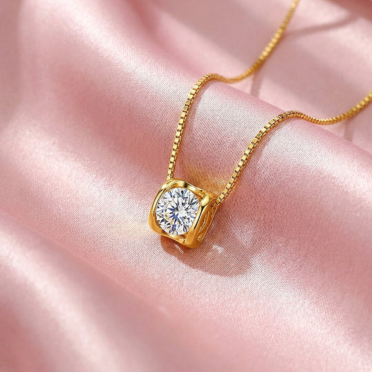 Square Bezel Moissanite Solitaire Pendant Necklace | PRM2019