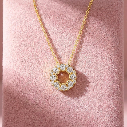 Open Circle Halo Moissanite Pendant Necklace | PRM2022