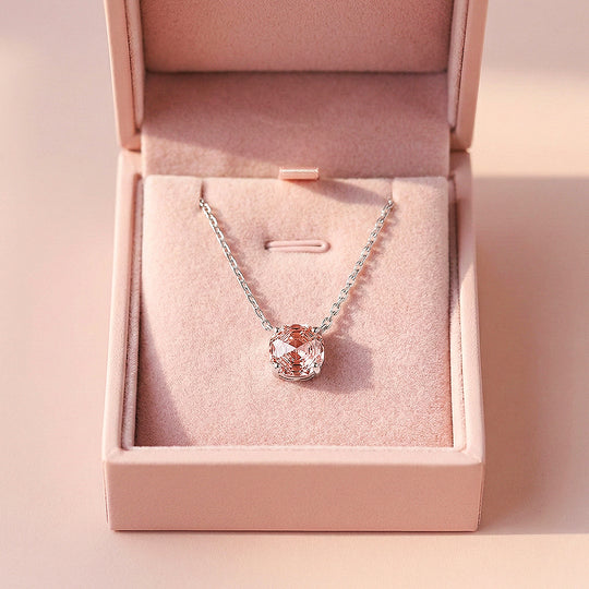 Solitaire Necklace | 925 Sterling Silver | Pink Rose-Cut | Prm2027 - Ring | Singapore Jewellery, Wedding Rings &amp; Gifts | Same Day Delivery | Tiara.com.sg