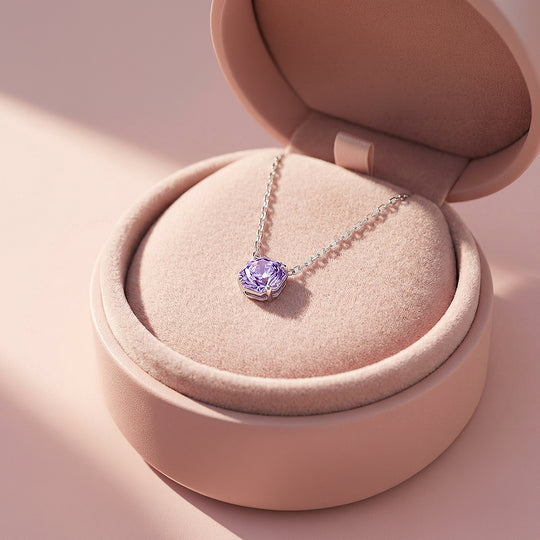 Solitaire Necklace | 925 Sterling Silver | Amethyst Rose-Cut | Prm2030 - Ring | Singapore Jewellery, Wedding Rings &amp; Gifts | Same Day Delivery | Tiara.com.sg