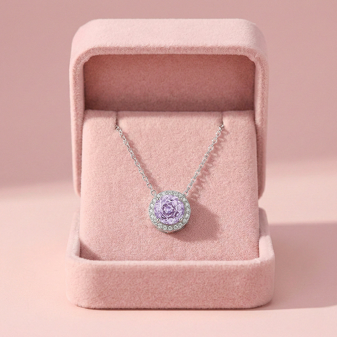 Round Halo Necklace | 925 Sterling Silver | Purple | Prm2032 - Ring | Singapore Jewellery, Wedding Rings &amp; Gifts | Same Day Delivery | Tiara.com.sg