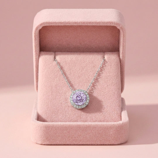 Round Halo Necklace | 925 Sterling Silver | Purple | Prm2032 - Ring | Singapore Jewellery, Wedding Rings &amp; Gifts | Same Day Delivery | Tiara.com.sg