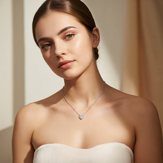 Baguette Heart Necklace | 925 Sterling Silver | Cubic Zirconia | Prm2034 - Ring | Singapore Jewellery, Wedding Rings &amp; Gifts | Same Day Delivery | Tiara.com.sg