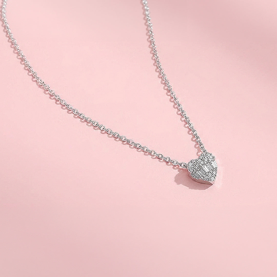 Baguette Heart Necklace | 925 Sterling Silver | Cubic Zirconia | Prm2034 - Ring | Singapore Jewellery, Wedding Rings &amp; Gifts | Same Day Delivery | Tiara.com.sg