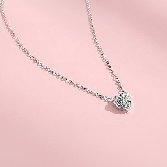 Baguette Heart Necklace | 925 Sterling Silver | Cubic Zirconia | Prm2034 - Ring | Singapore Jewellery, Wedding Rings &amp; Gifts | Same Day Delivery | Tiara.com.sg