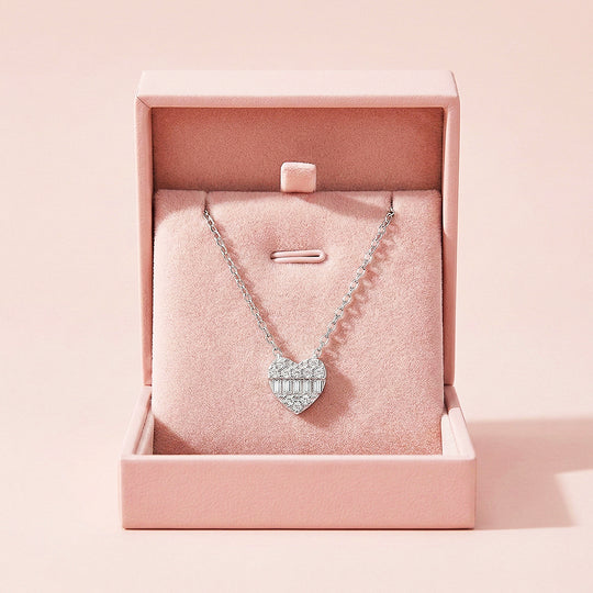 Baguette Heart Necklace | 925 Sterling Silver | Cubic Zirconia | Prm2034 - Ring | Singapore Jewellery, Wedding Rings &amp; Gifts | Same Day Delivery | Tiara.com.sg