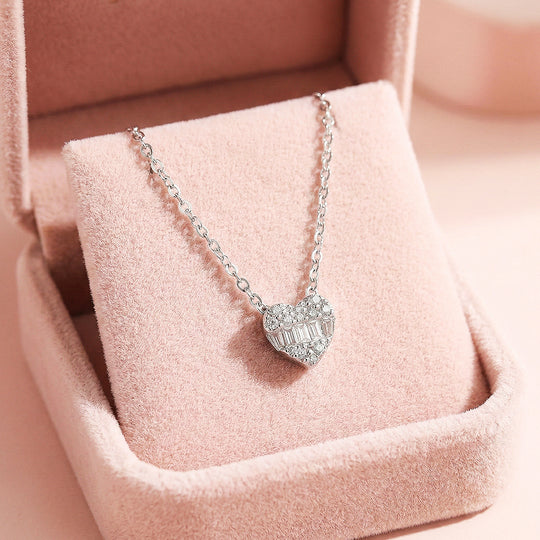 Baguette Heart Necklace | 925 Sterling Silver | Cubic Zirconia | Prm2034 - Ring | Singapore Jewellery, Wedding Rings &amp; Gifts | Same Day Delivery | Tiara.com.sg