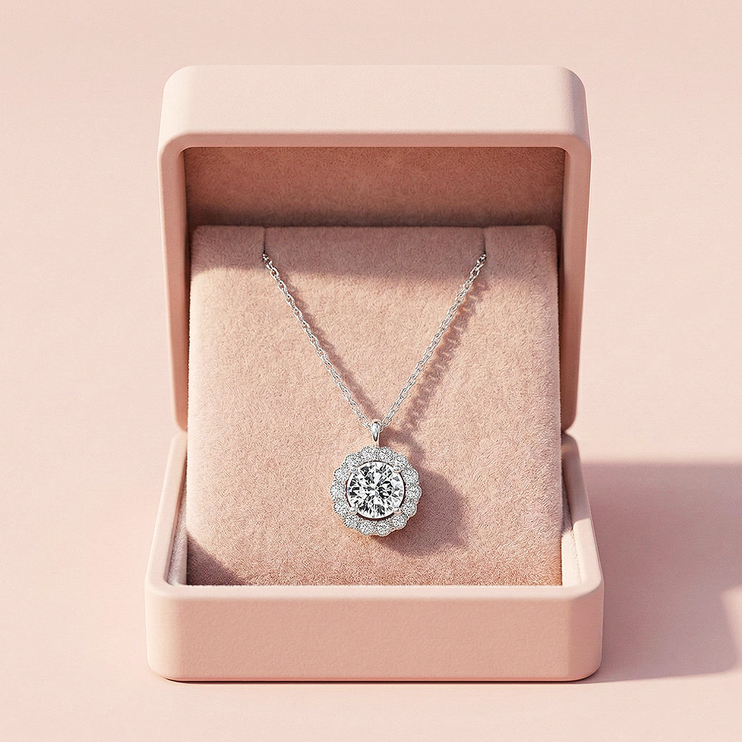 Halo Necklace | 925 Sterling Silver | Cubic Zirconia | Prm2035 - Ring | Singapore Jewellery, Wedding Rings & Gifts | Same Day Delivery | Tiara.com.sg