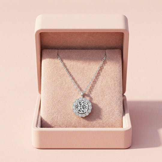 Halo Necklace | 925 Sterling Silver | Cubic Zirconia | Prm2035 - Ring | Singapore Jewellery, Wedding Rings &amp; Gifts | Same Day Delivery | Tiara.com.sg