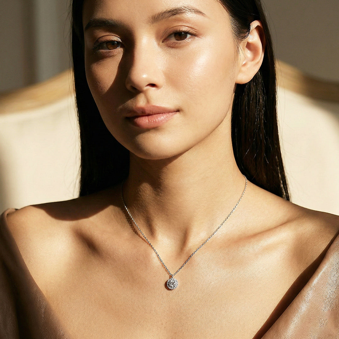 Halo Necklace | 925 Sterling Silver | Cubic Zirconia | Prm2035 - Ring | Singapore Jewellery, Wedding Rings &amp; Gifts | Same Day Delivery | Tiara.com.sg