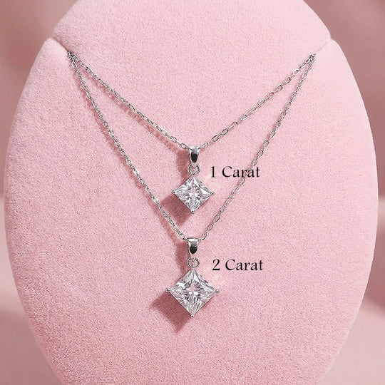 Princess Cut Moissanite Solitaire Pendant Necklace | PRM2037