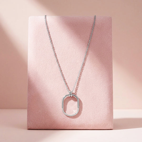 Open Rectangle Carabiner Moissanite Pendant Necklace | PRM2038