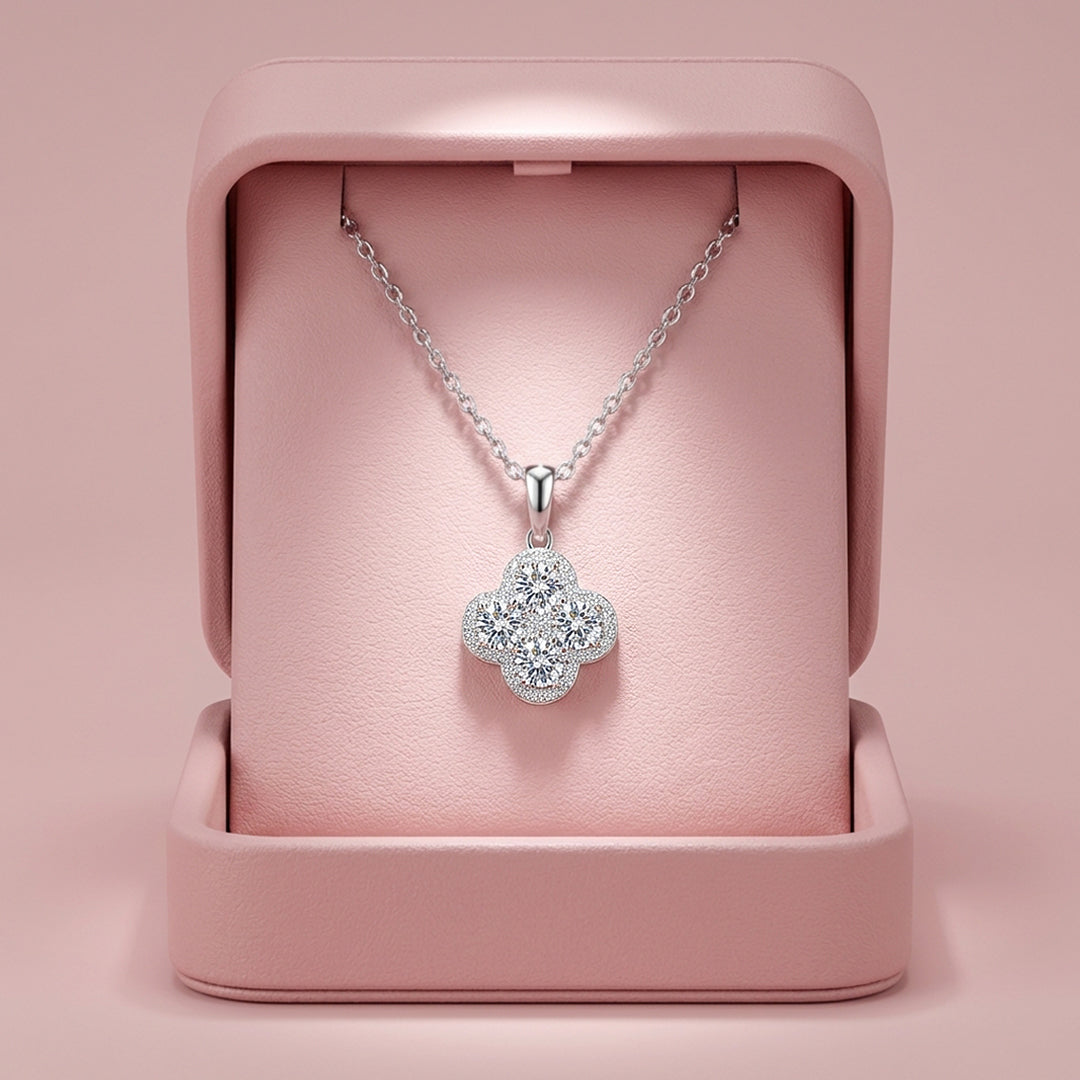 Clover Cluster Moissanite Pendant Necklace | PRM2040
