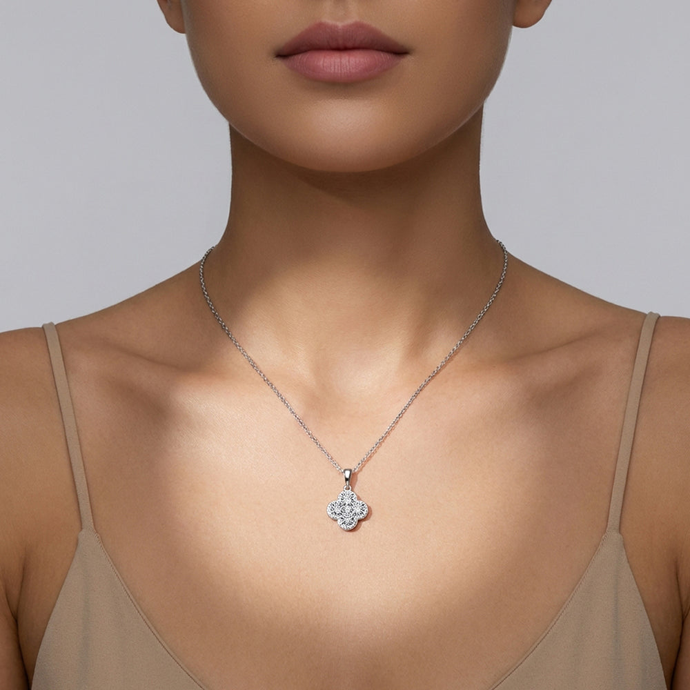 Clover Cluster Moissanite Pendant Necklace | PRM2040