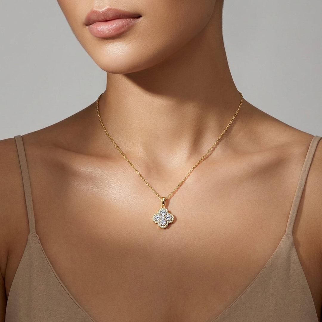 Clover Cluster Moissanite Pendant Necklace | PRM2040