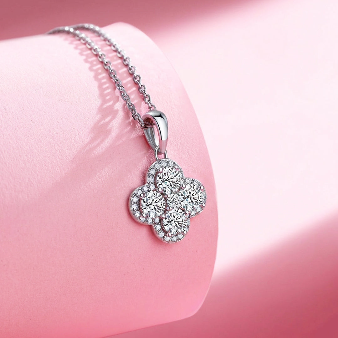 Clover Cluster Moissanite Pendant Necklace | PRM2040
