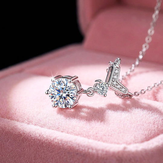 V-Bar Drop Moissanite Pendant Necklace | PRM2047