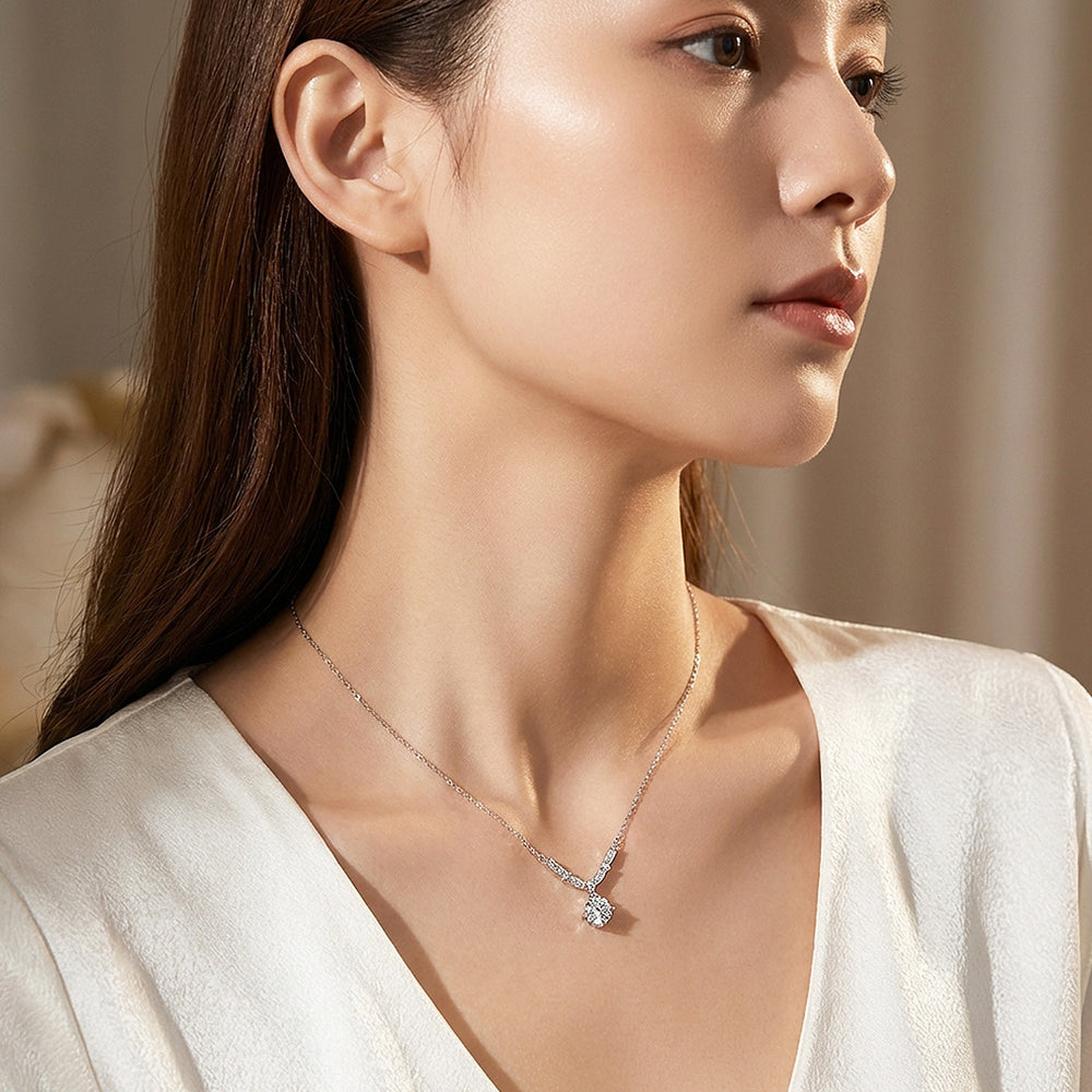 Leaf Vine Drop Moissanite Pendant Necklace | PRM2050