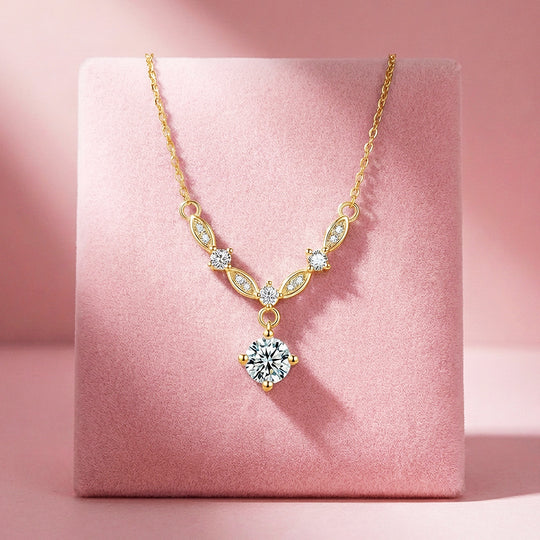 Leaf Vine Drop Moissanite Pendant Necklace | PRM2050