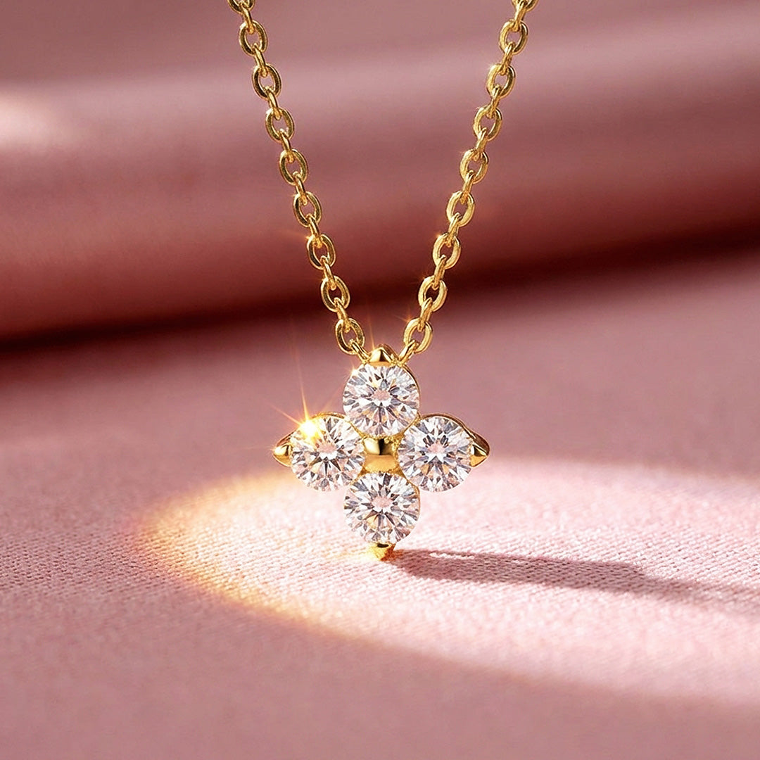 Four-Stone Clover Moissanite Necklace | PRM2057
