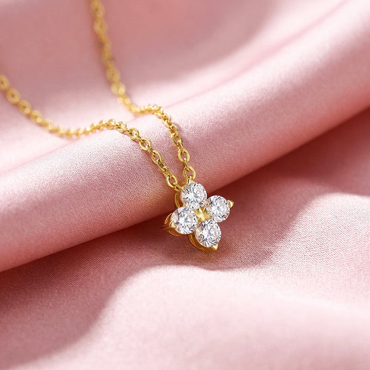 Four-Stone Clover Moissanite Necklace | PRM2057