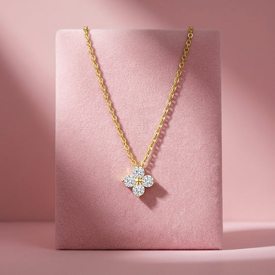 Four-Stone Clover Moissanite Necklace | PRM2057