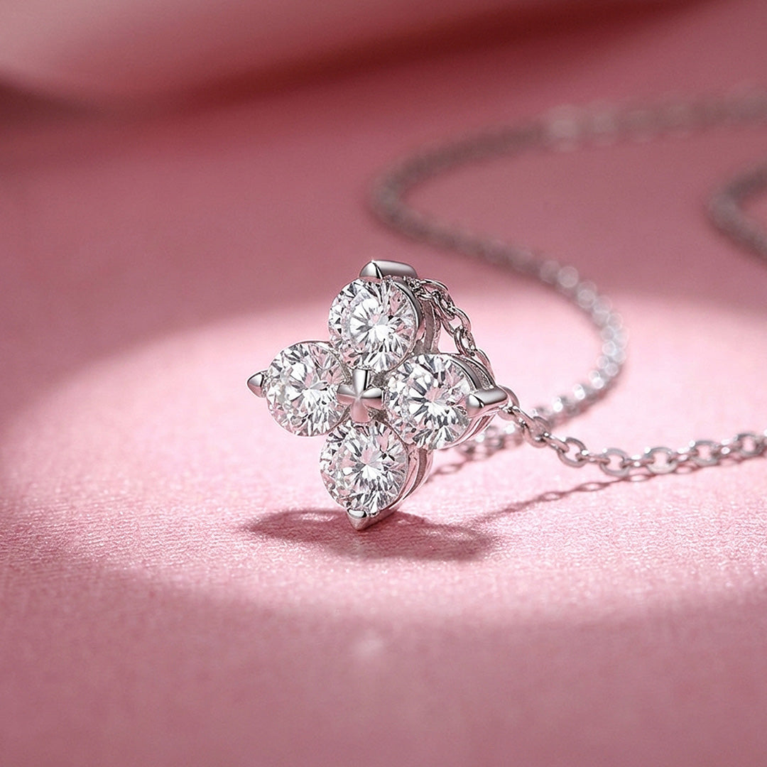 Four-Stone Clover Moissanite Necklace | PRM2057