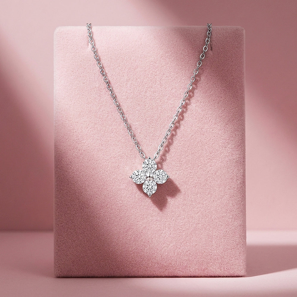 Four-Stone Clover Moissanite Necklace | PRM2057