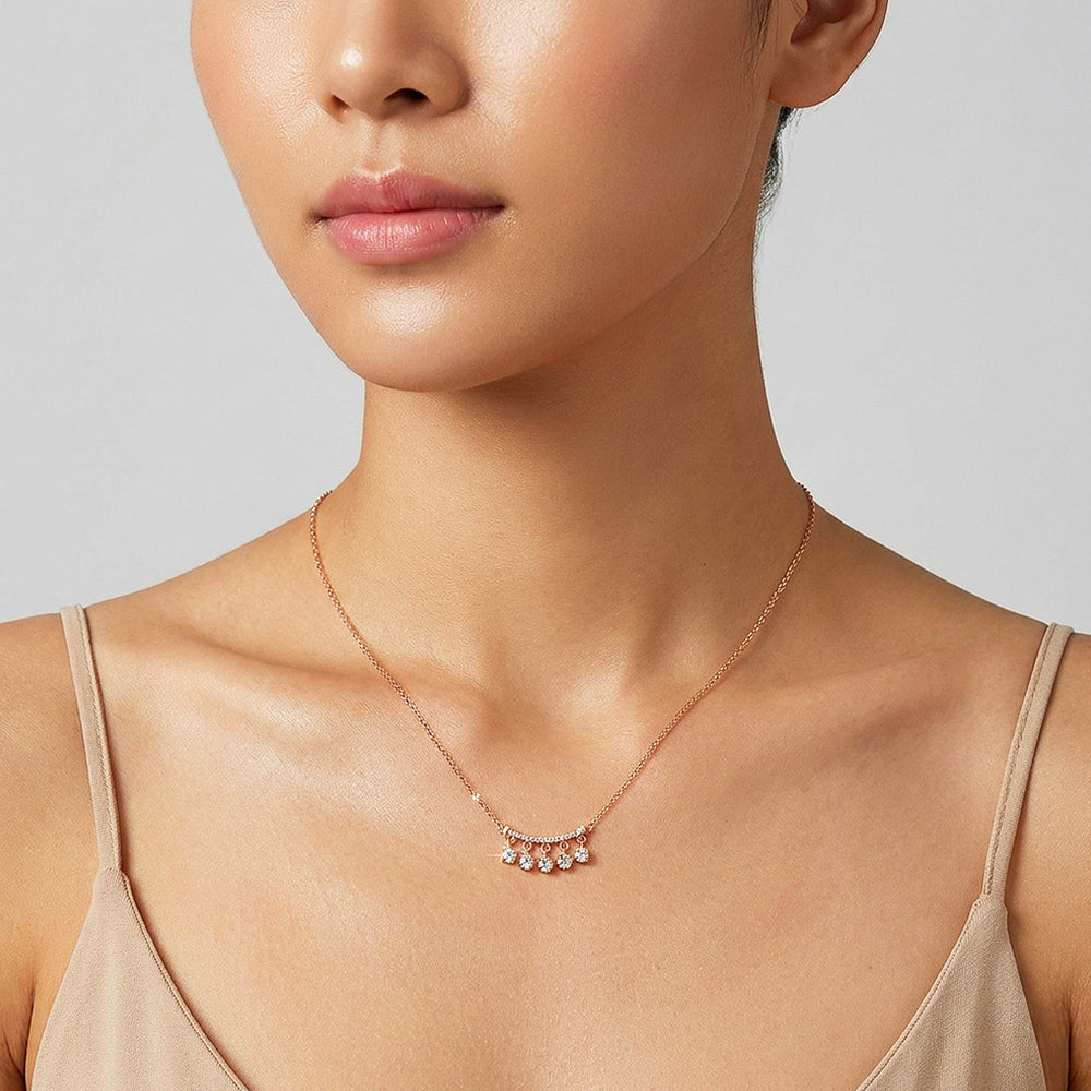 Pavé Bar Drop Moissanite Necklace | PRM2059