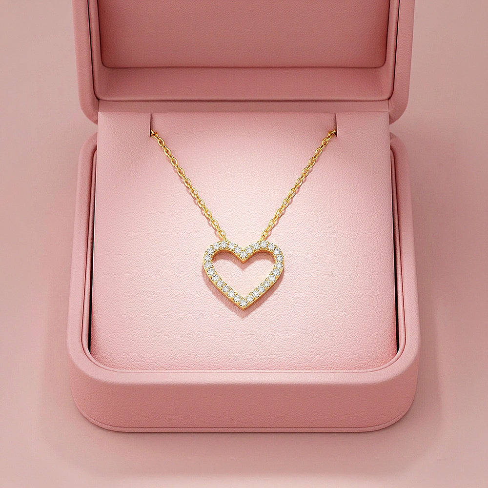 Open Heart Moissanite Necklace | PRM2061