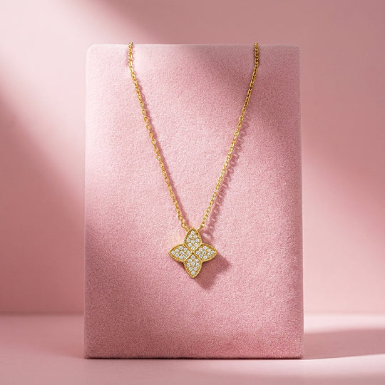 Fully Set Floral Moissanite Necklace | PRM2062