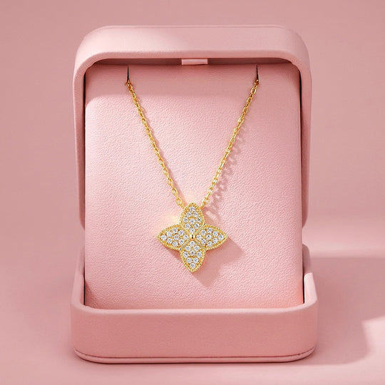 Fully Set Floral Moissanite Necklace | PRM2062