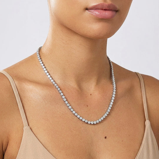 Bezel Tennis Moissanite 925 Silver Necklace | PRM2069