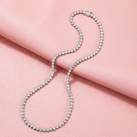 Bezel Tennis Moissanite 925 Silver Necklace | PRM2069