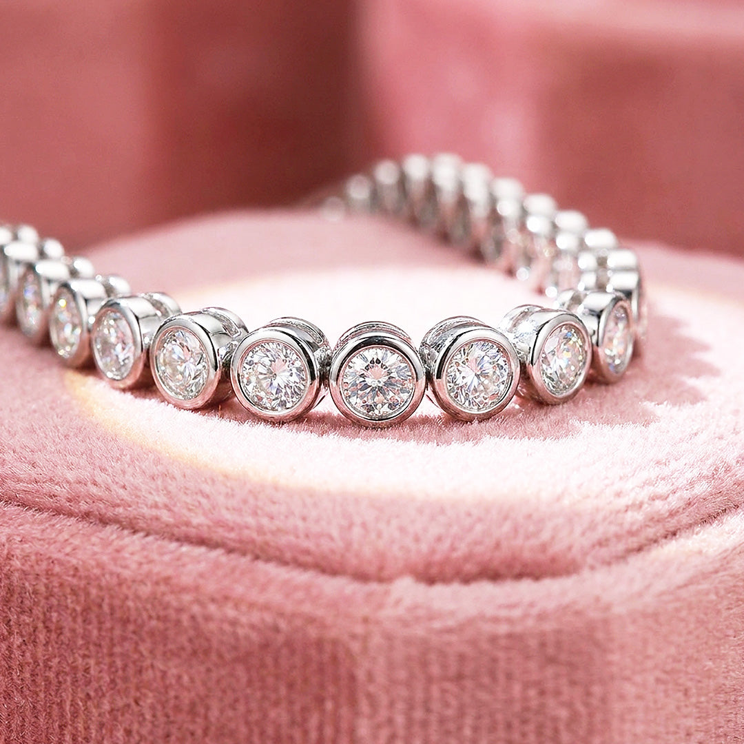 Bezel Tennis Moissanite 925 Silver Necklace | PRM2069