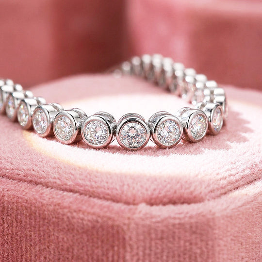Bezel Tennis Moissanite 925 Silver Necklace | PRM2069