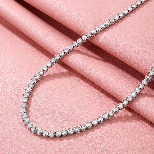 Bezel Tennis Moissanite 925 Silver Necklace | PRM2069