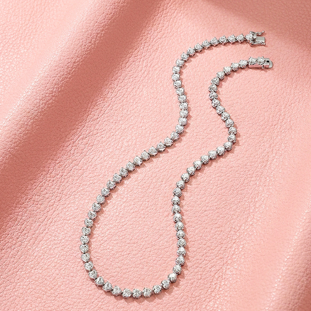 Heart Tennis Moissanite 925 Silver Necklace | PRM2070