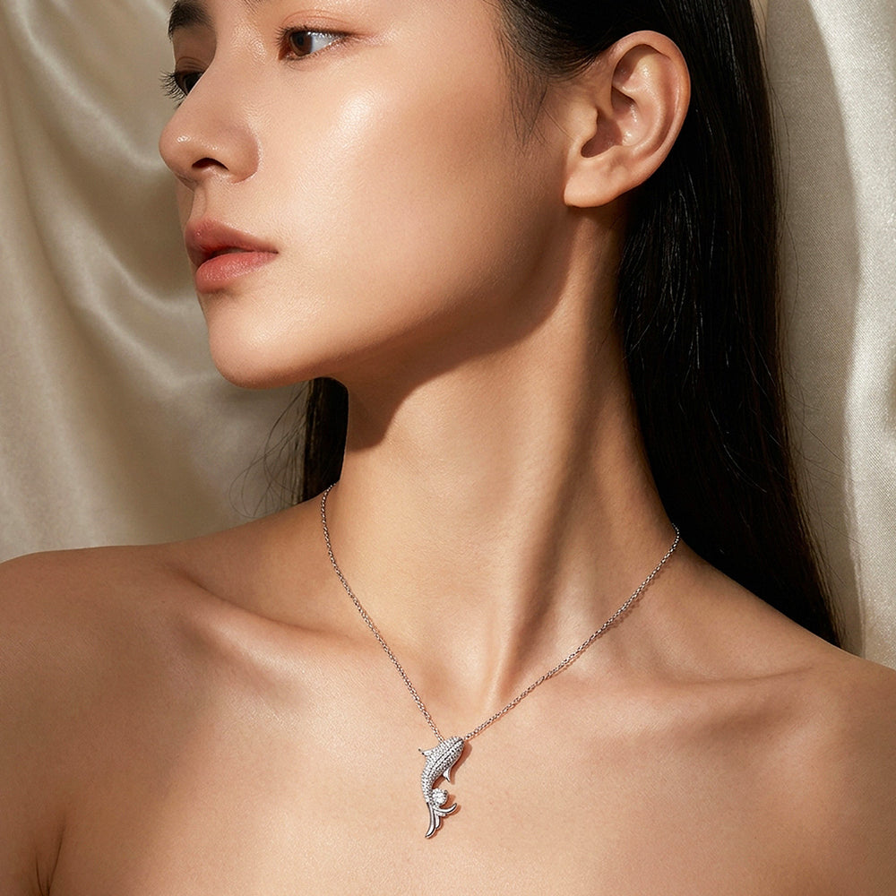 Koi Carp Moissanite 925 Silver Necklace | PRM2071