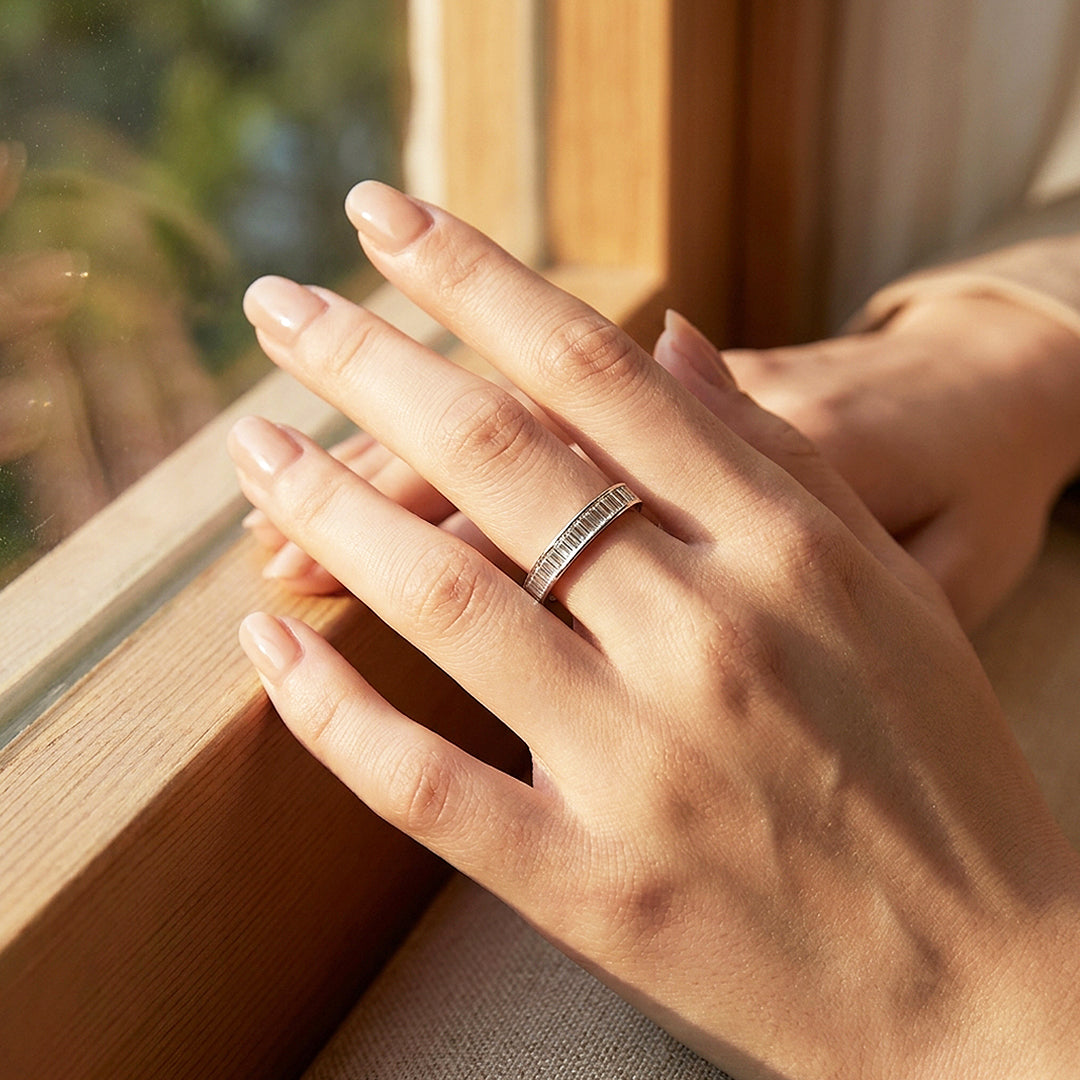 Baguette Eternity Ring | Moissanite | 925 Silver | Prm5001